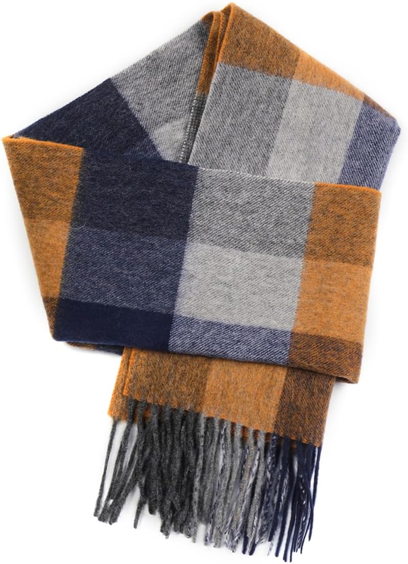 SKNSOFT Winter Wool Plaid Scarf for Men,Women Fashion Tartan Wrap Checkered Scarves - Image 1